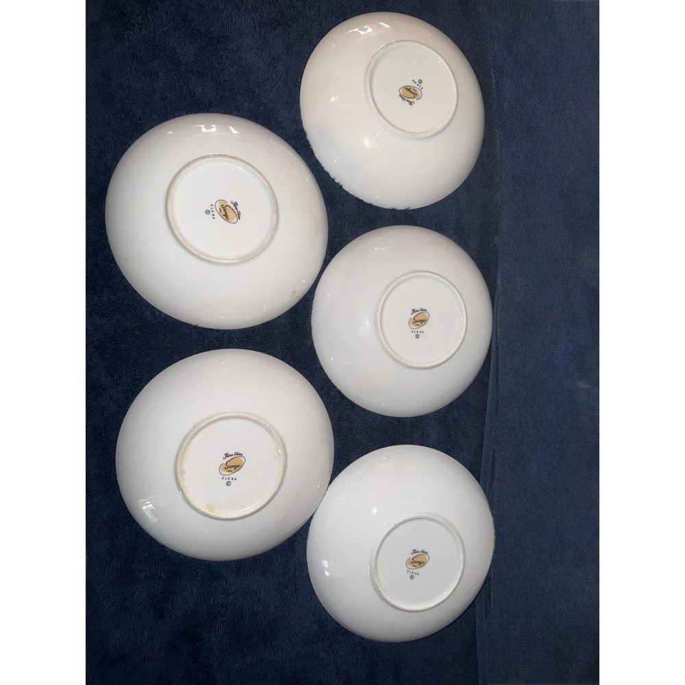 Set Of 5 Sango Soup Bowls - "Elena" Pattern - Discontinued - Fine China - Picture 2 of 5